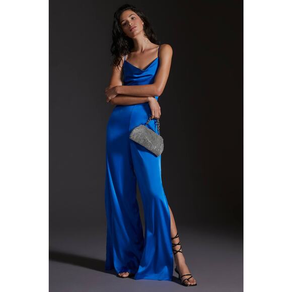 New Anthropologie Hutch Cowl Neck Jumpsuit $188 SIZE 4 Sapphire Special Occasion